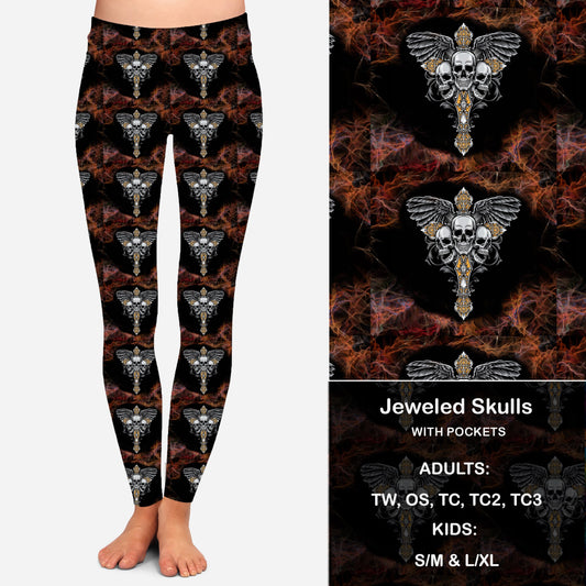 Jeweled Skulls Leggings & Capris with Pockets  Preorder Closes 7/7 eta Late August