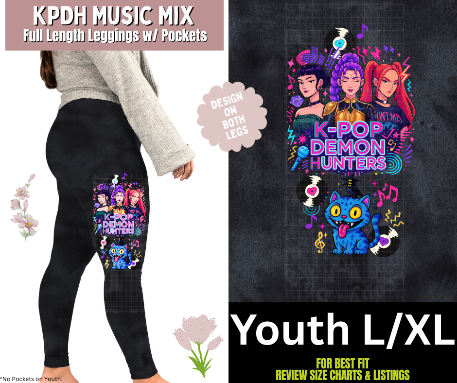 KPDH Music Mix Watercolor Full Length Leggings w/ Side Leg Designs