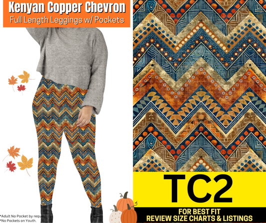 Kenyon Copper Chevron Full Length Leggings w/ Pockets