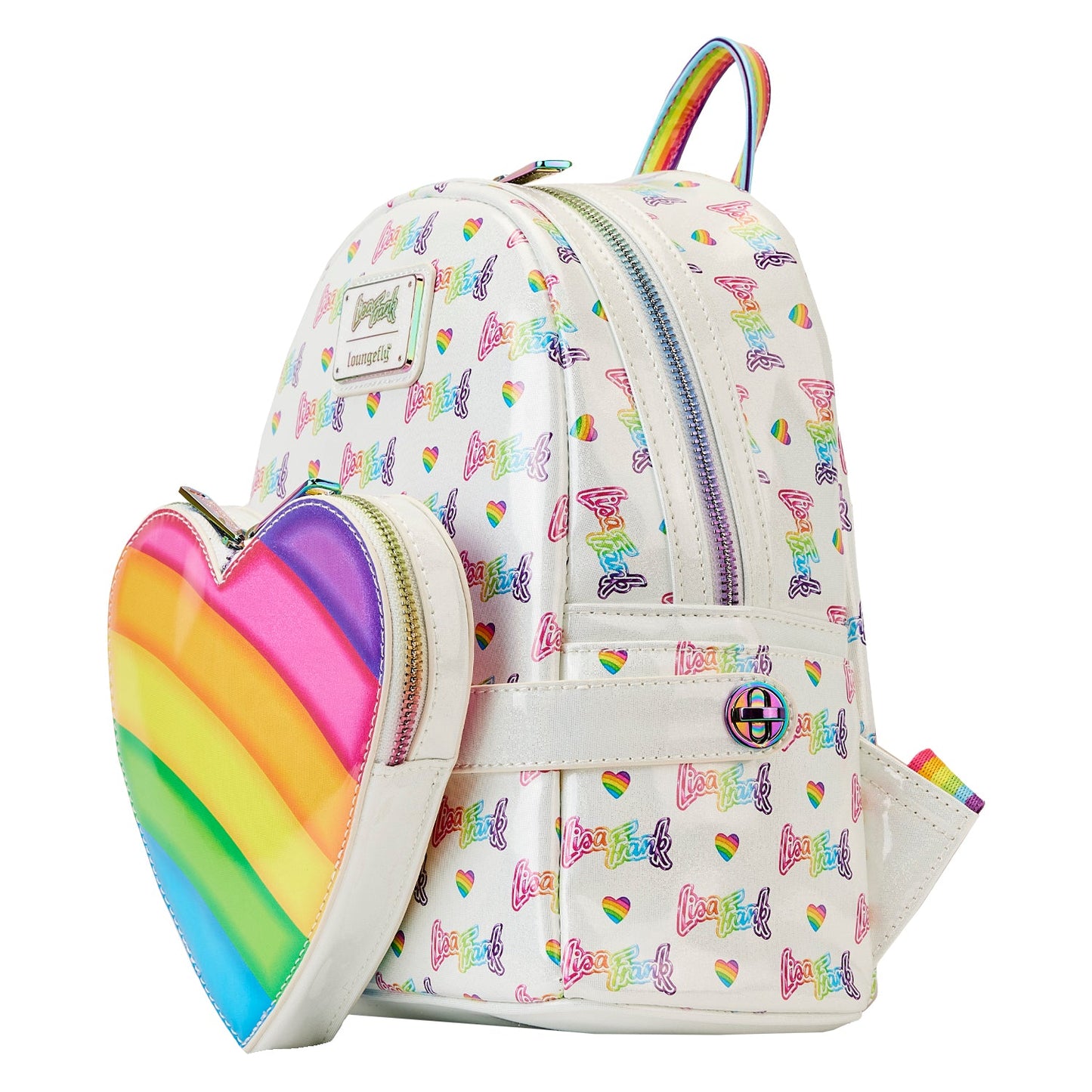 Lisa Frank Rainbow Heart Mini Backpack with Waist Bag