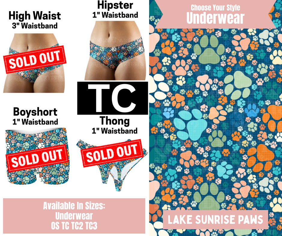 Lake Sunrise Paws Hipster Underwear