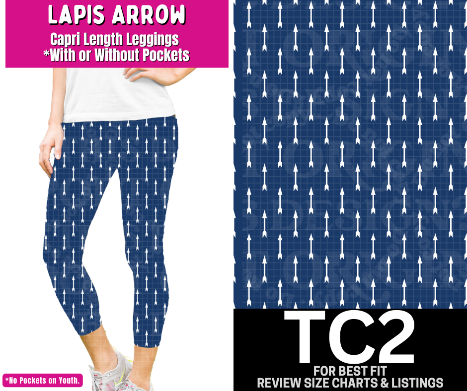 Lapis Arrow Capri Length Leggings w/ Pockets