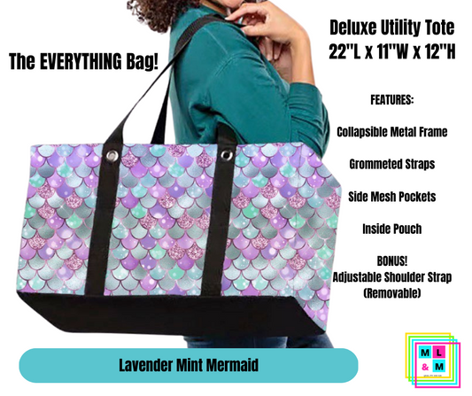 Lavender Mint Mermaid Collapsible Tote