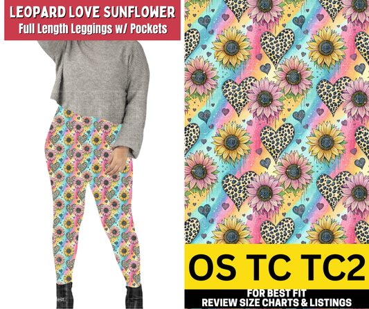 Leopard Love Sunflower Full Length Leggings w/ Pockets