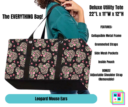 Leopard Mouse Ears Collapsible Tote