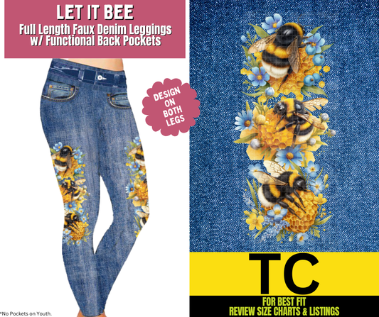 Let It Bee Full Length Faux Denim w/ Side Leg Designs