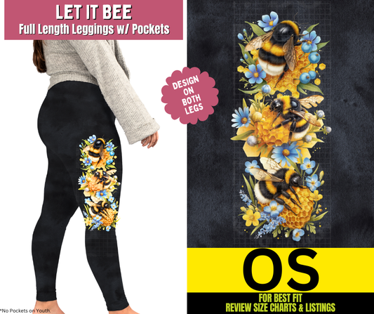 Let It Bee Watercolor Full Length Leggings w/ Side Leg Designs
