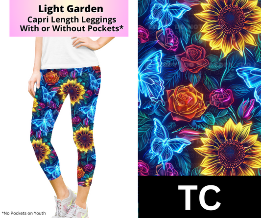Light Garden Capri Length Leggings w/ Pockets