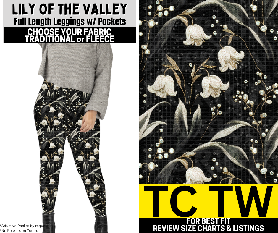 Lily Of The Valley  Leggings Choose Fleece or Traditional