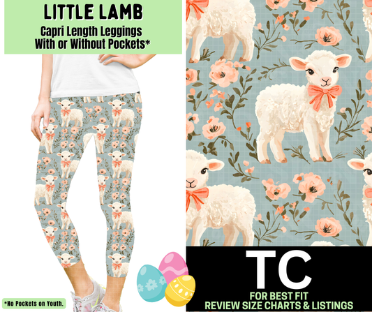 Little Lamb Capri Length Leggings w/ Pockets