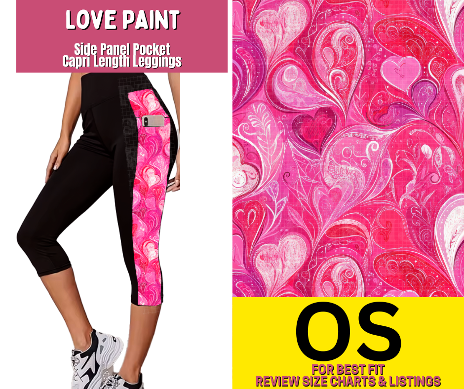 Love Paint Side Panel Pocket Capri Length Leggings