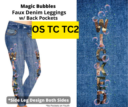 Magic Bubbles Full Length Faux Denim w/ Side Leg Designs