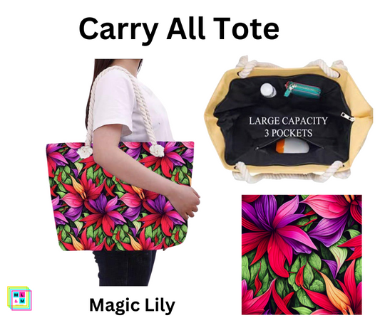 Magic Lily Carry All Tote w/ Zipper