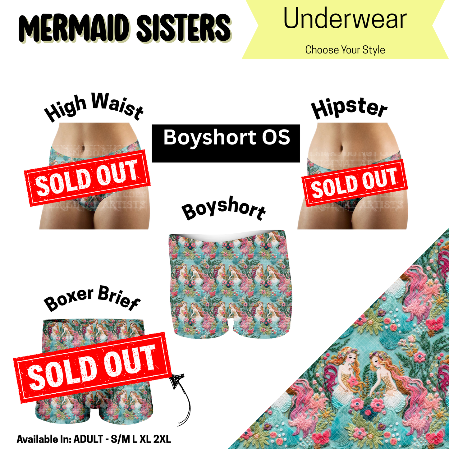Mermaid Sisters Boyshort Underwear