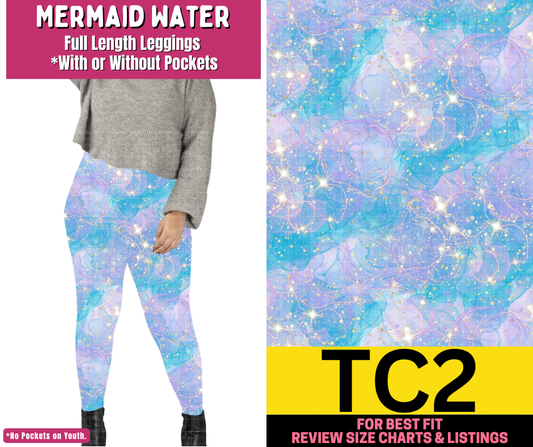 Mermaid Water Full Length Leggings w/ Pockets