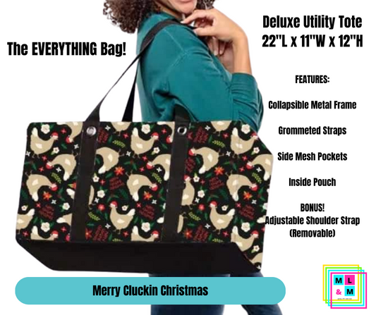 Merry Clucking Christmas Collapsible Tote