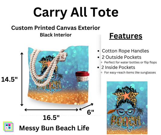 Messy Bun Beach Life Carry All Tote