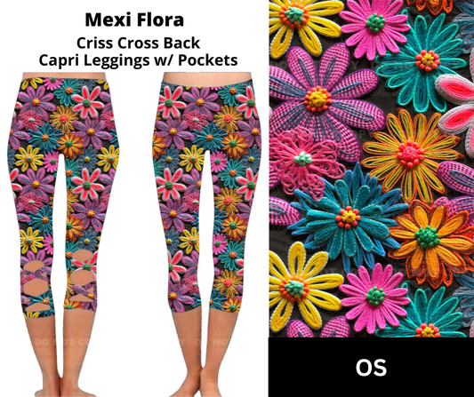 Mexi Flora Criss Cross Capri w/ Pockets