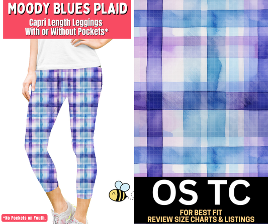 Moody Blues Plaid Capri Length Leggings w/ Pockets