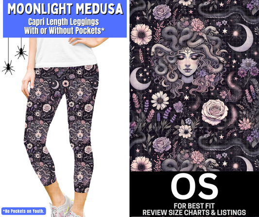 Moonlight Medusa Capri Length Leggings w/ Pockets