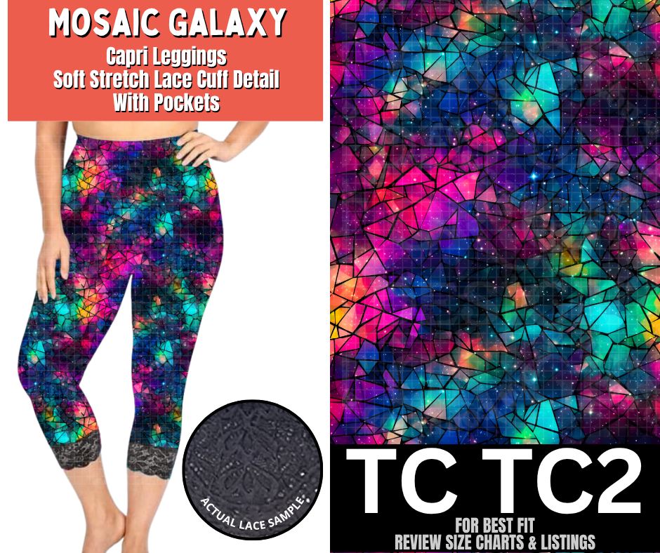 Mosaic Galaxy Lace Cuff Capris w/ Pockets