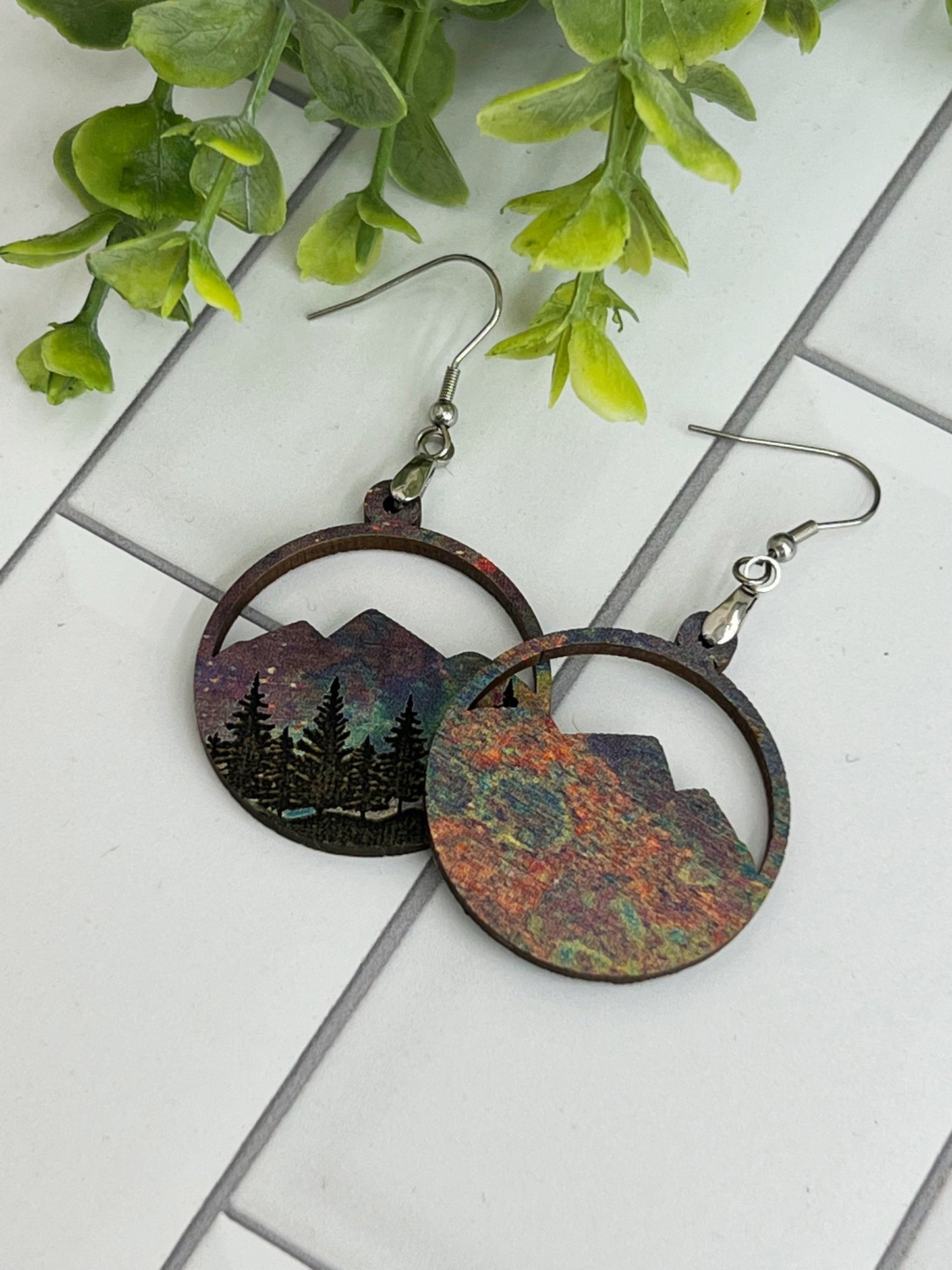Mountain Forest - Oil Slick - Handcrafted Earrings