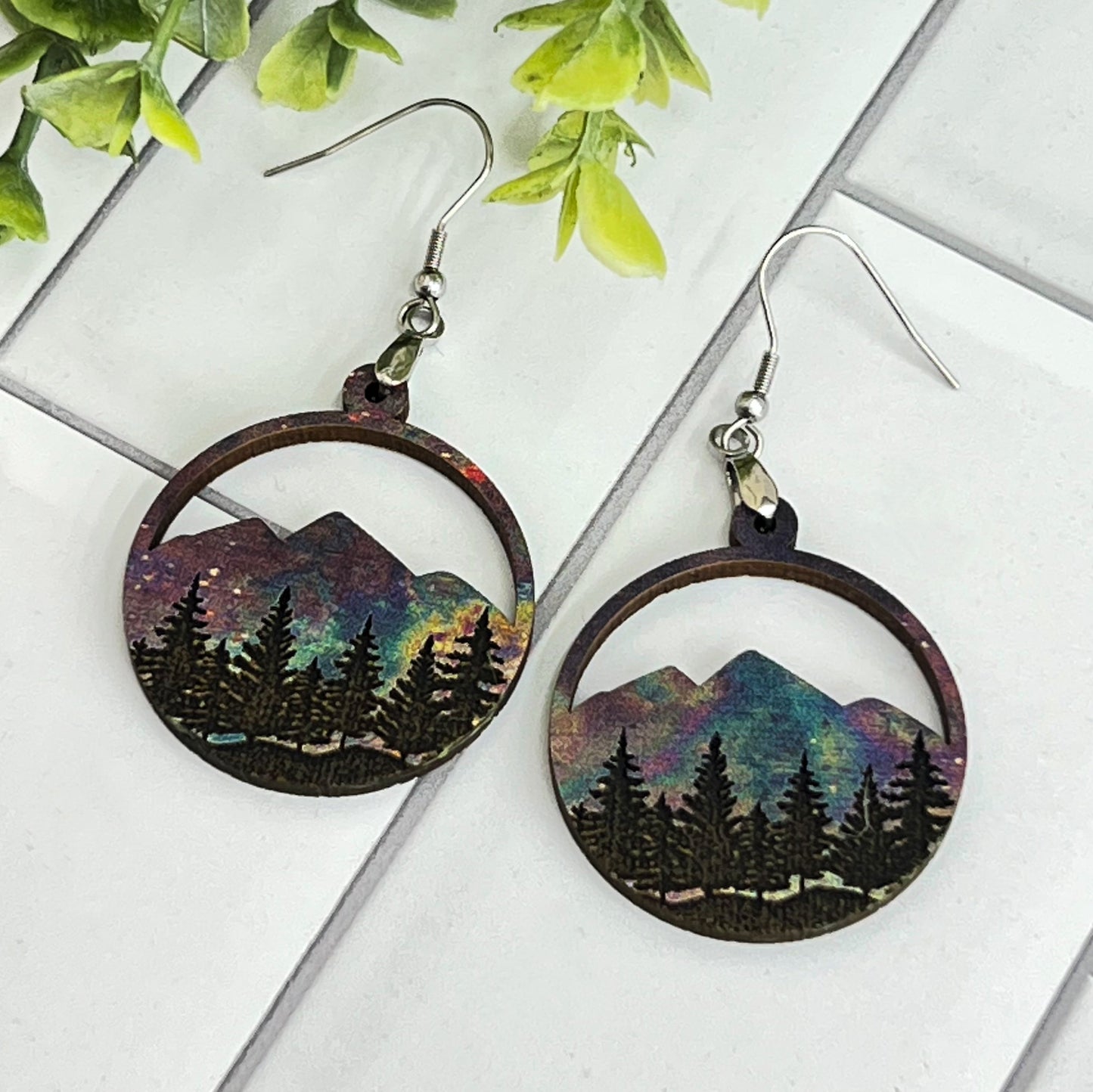 Mountain Forest - Oil Slick - Handcrafted Earrings