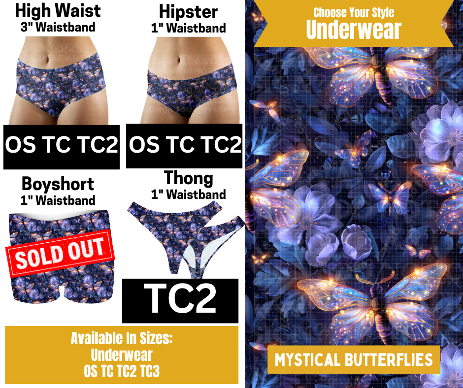 Mystical Butterflies Hipster, High Waist, Thong Underwear