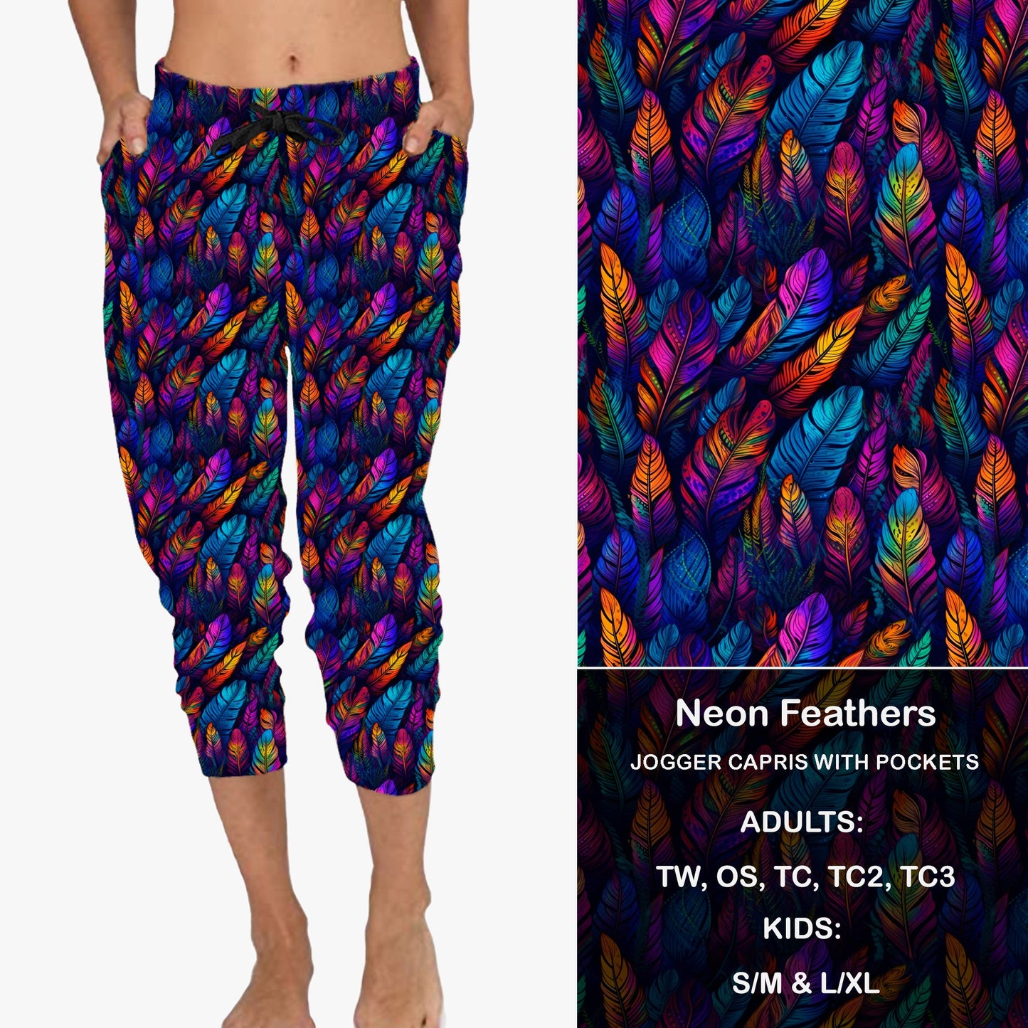 Neon Feathers - Full & Capri Joggers Preorder Closes 6/14 eta Late July