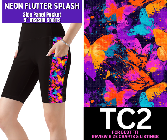 Neon Flutter Splash Side Panel Pocket Jamaica Shorts