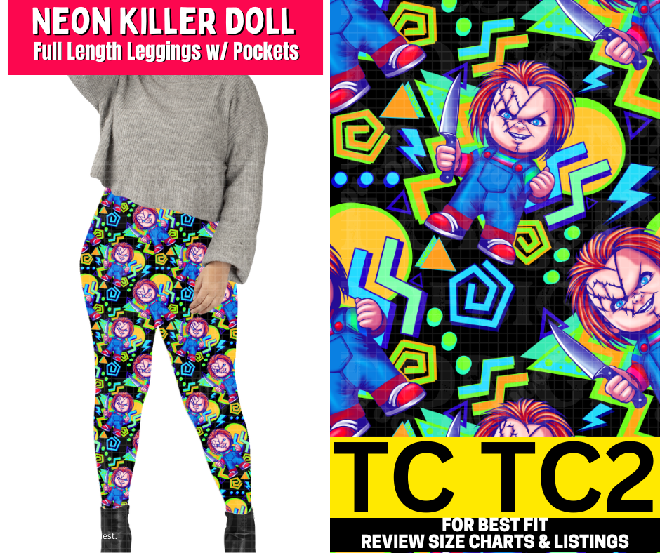 Neon Killer Doll Full Length Leggings w/ Pockets
