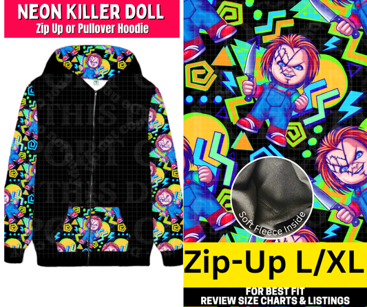 Neon Killer Doll Zip-Up Hoodie