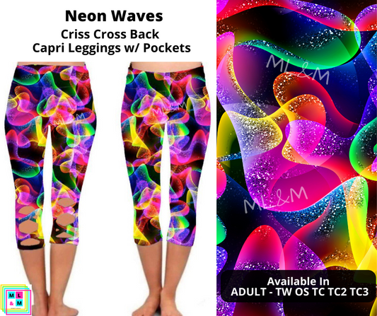 Neon Waves Criss Cross Capri w/ Pockets