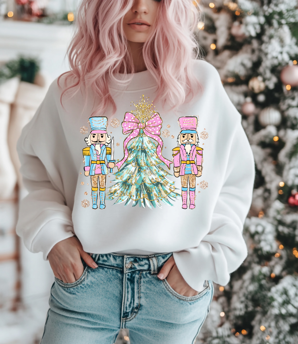 Nutcracker Wonderland in White Graphic Tee and Sweatshirt