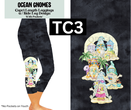 Ocean Gnomes Capri Leggings w/ Side Leg Designs