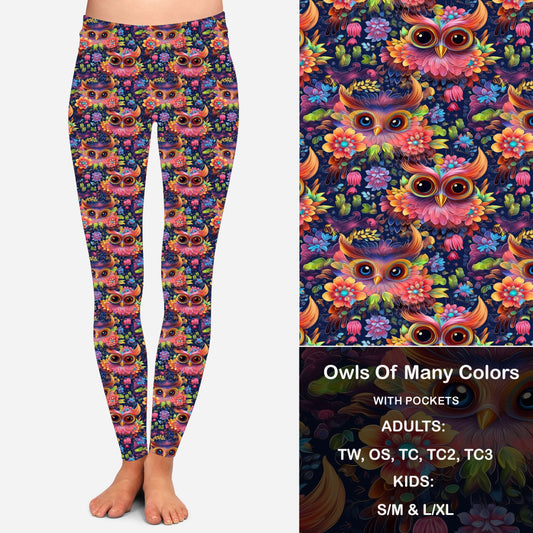 Owl of Many Colors Leggings with Pockets Preorder Closes 9/26 eta Nov.