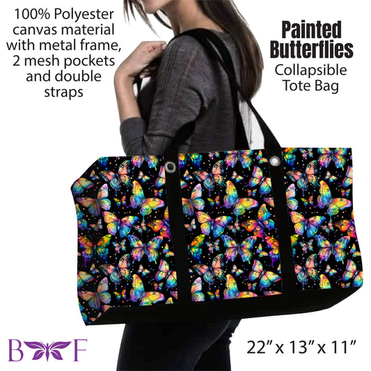 Painted Butterflies large tote and 2 inside mesh pockets