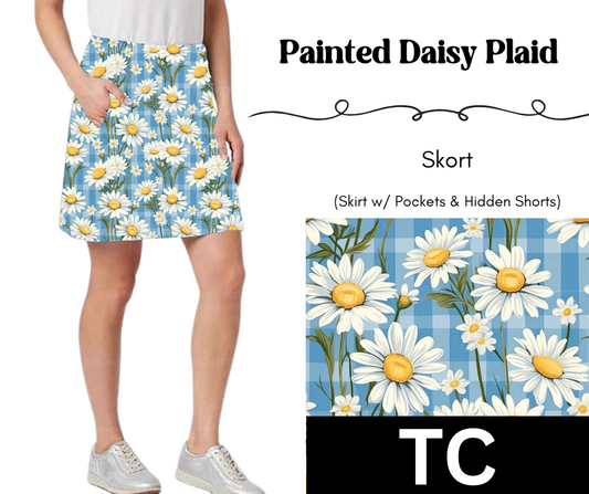 Painted Daisy Plaid Skort