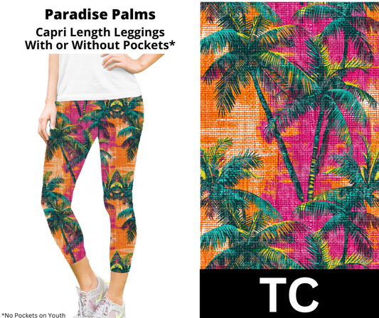 Paradise Palms Capri Length Leggings w/ Pockets