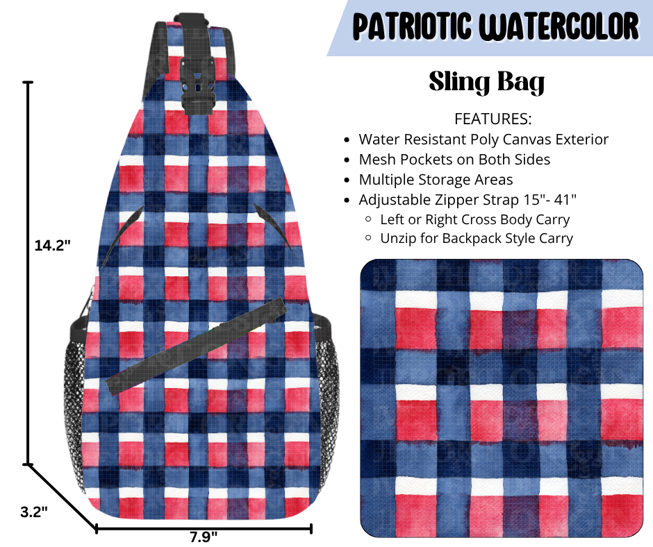 Patriotic Watercolor Sling Bag