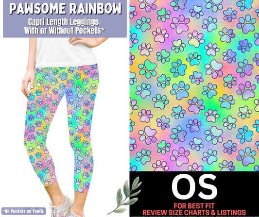 Pawsome Rainbow Capri Length Leggings w/ Pockets