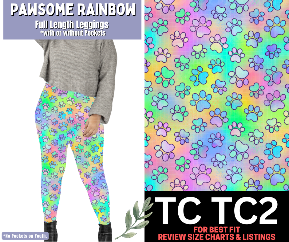 Pawsome Rainbow Full Length Leggings w/ Pockets