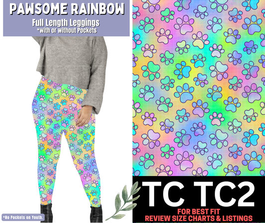 Pawsome Rainbow Full Length Leggings w/ Pockets