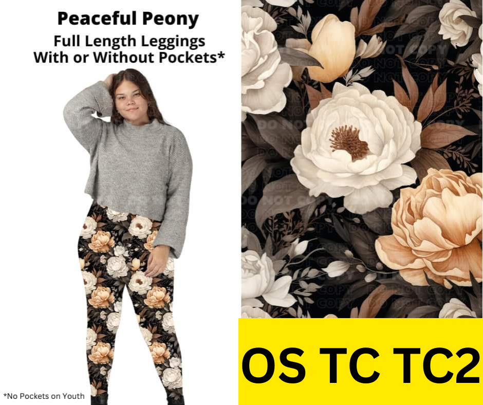 Peaceful Peony Full Length Leggings w/ Pockets