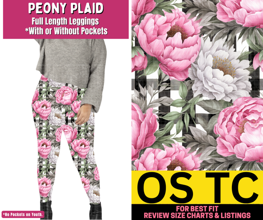 Peony Plaid Full Length Leggings w/ Pockets