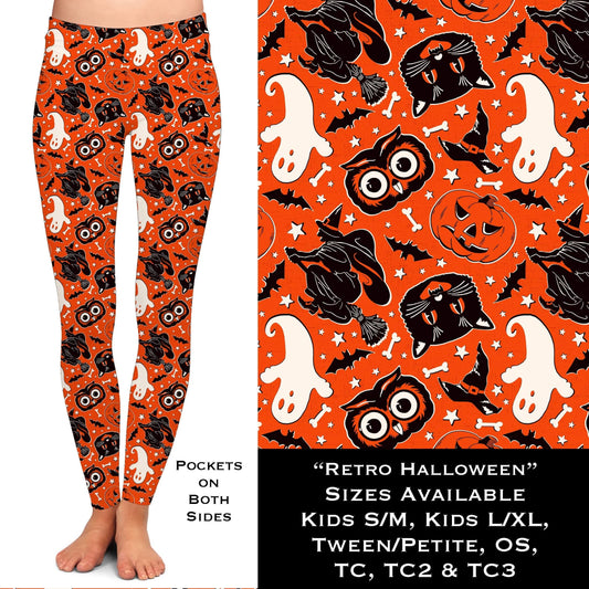 Retro Halloween Leggings with Pockets