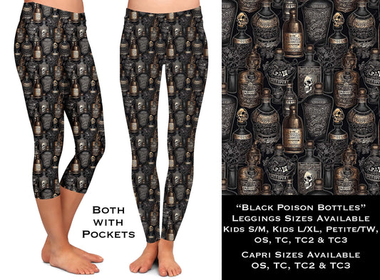 Black Poison Bottles Leggings & Capris with Pockets