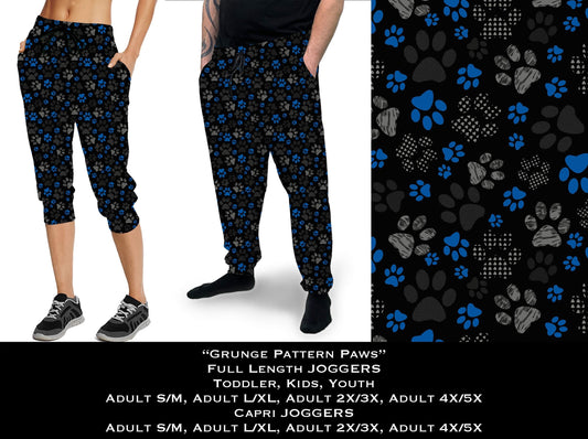 Grunge Pattern Paws Full & Capri Joggers