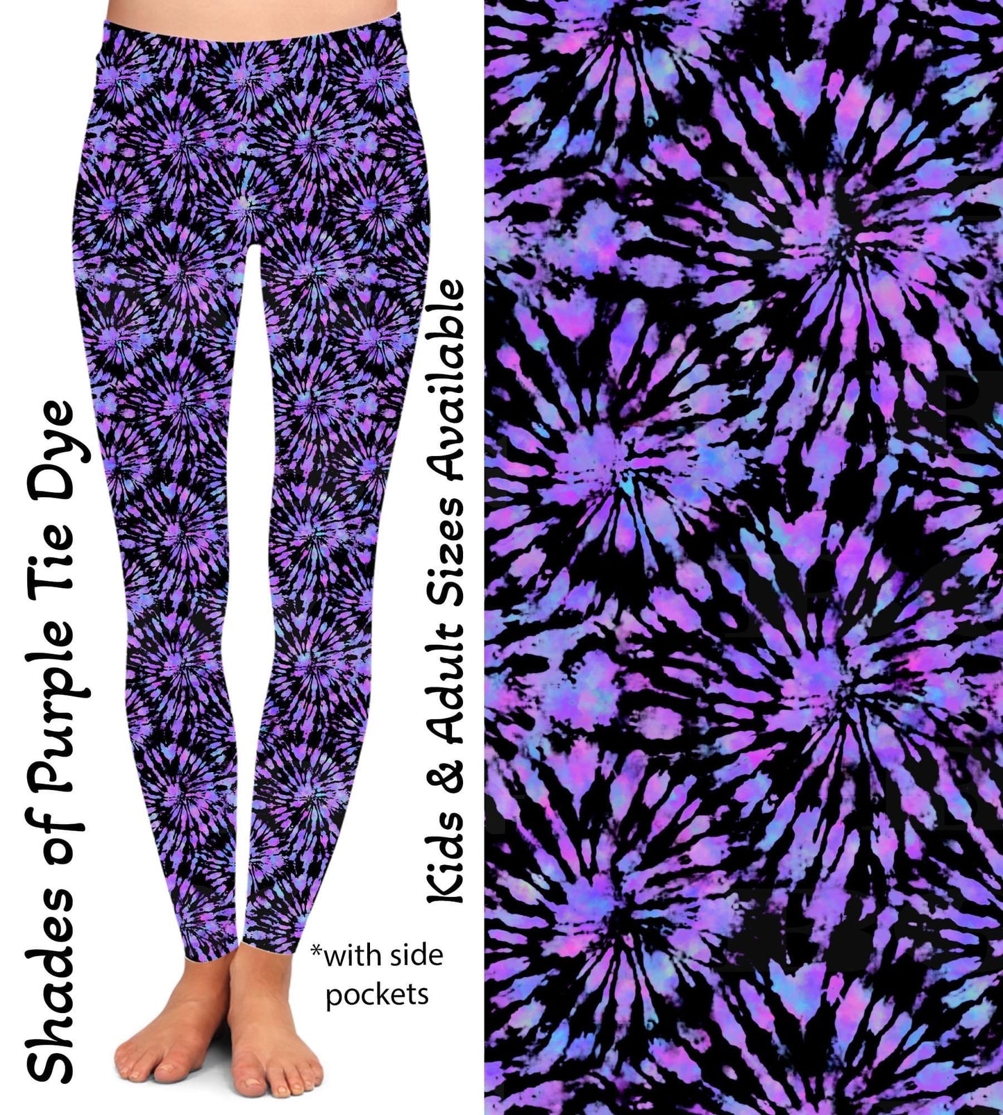 Shades of Purple Tie Dye Leggings with Pockets