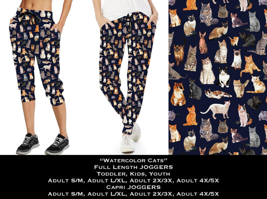Watercolor Cats Full & Capri Joggers